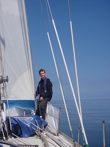 Husband Roger on their Contessa 32, Nordly © SW